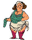 A stocky grapestomper woman. Drawn.